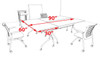 3pcs RETANGULAR Shape 7.5' Feet Nesting Training / Conference Table, #OT-SUL-T6-B