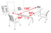 4pcs RETANGULAR Shape 10' Feet Nesting Training / Conference Table, #OT-SUL-T12-B