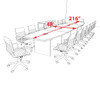 Modern Boat Shaped 18' Feet Conference Table, #OF-CON-C148