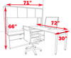 3pc L Shaped Modern Contemporary Executive Office Desk Set, #OF-CON-L37