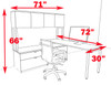 3pc L Shaped Modern Contemporary Executive Office Desk Set, #OF-CON-L45