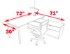 2pc L Shaped Modern Contemporary Executive Office Desk Set, #OF-CON-L53