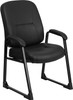 Big & Tall 400 lb. Capacity Black Leather Executive Side Chair with Sled Base , #FF-0308-14