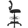 Mid-Back Mesh Drafting Stool with Black Fabric Seat , #FF-0521-14