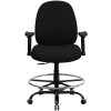 Big & Tall 400 lb. Capacity Big and Tall Black Fabric Drafting Stool with Arms and Extra WIDE Seat , #FF-0314-14