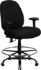 Big & Tall 400 lb. Capacity Big and Tall Black Fabric Drafting Stool with Arms and Extra WIDE Seat , #FF-0314-14