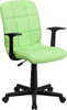 Mid-Back Green Quilted Vinyl Task Chair with Nylon Arms , #FF-0263-14