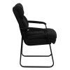 Black Microfiber Executive Side Chair with Sled Base , #FF-0461-14