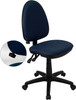 Mid-Back Navy Blue Fabric Multi-Functional Task Chair with Adjustable Lumbar Support , #FF-0344-14