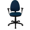 Mid-Back Navy Blue Fabric Multi-Functional Task Chair with Arms and Adjustable Lumbar Support , #FF-0345-14
