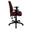 Mid-Back Burgundy Fabric Multi-Functional Task Chair with Arms and Adjustable Lumbar Support , #FF-0347-14