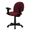 Mid-Back Ergonomic Burgundy Fabric Task Chair with Adjustable Arms , #FF-0353-14