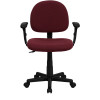 Mid-Back Ergonomic Burgundy Fabric Task Chair with Adjustable Arms , #FF-0353-14