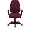 High Back Burgundy Fabric Ergonomic Computer Chair with Height Adjustable Arms , #FF-0356-14