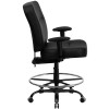 Big & Tall 400 lb. Capacity Big & Tall Black Leather Drafting Stool with Arms and Extra WIDE Seat , #FF-0312-14