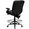 Big & Tall 400 lb. Capacity Big & Tall Black Leather Drafting Stool with Arms and Extra WIDE Seat , #FF-0312-14