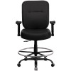 Big & Tall 400 lb. Capacity Big & Tall Black Leather Drafting Stool with Arms and Extra WIDE Seat , #FF-0312-14