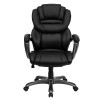 High Back Black Leather Executive Office Chair with Leather Padded Loop Arms , #FF-0154-14