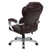 High Back Brown Leather Executive Office Chair with Leather Padded Loop Arms , #FF-0155-14