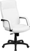 High Back White Leather Executive Office Chair with Memory Foam Padding , #FF-0159-14