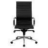 High Back Black Ribbed Upholstered Leather Executive Office Chair , #FF-0166-14