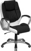 Mid-Back Black and White Leather Executive Swivel Office Chair , #FF-0175-14