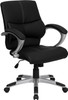 Mid-Back Black Leather Contemporary Manager's Office Chair , #FF-0209-14