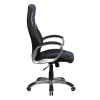 High Back Black Vinyl Executive Office Chair with Blue Mesh Inserts , #FF-0273-14