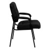 Black Leather Guest / Reception Chair with Black Frame Finish , #FF-0442-14