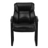 Black Leather Executive Side Chair with Sled Base , #FF-0448-14