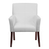 White Leather Executive Side Chair or Reception Chair with Mahogany Legs , #FF-0453-14