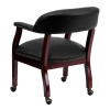 Black Leather Conference Chair with Casters , #FF-0459-14