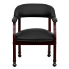 Black Leather Conference Chair with Casters , #FF-0459-14