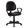 Mid-Back Black Leather Ergonomic Task Chair with Arms , #FF-0320-14