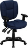 Mid-Back Navy Blue Fabric Multi-Functional Ergonomic Task Chair with Arms , #FF-0337-14