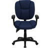 Mid-Back Navy Blue Fabric Multi-Functional Ergonomic Task Chair with Arms , #FF-0337-14