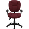 Mid-Back Burgundy Fabric Multi-Functional Ergonomic Task Chair with Arms , #FF-0339-14