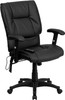 Mid-Back Massaging Black Leather Executive Office Chair , #FF-0233-14