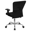 Mid-Back Black Mesh Contemporary Computer Chair with Adjustable Arms and Chrome Base , #FF-0014-14