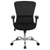 Mid-Back Black Mesh Contemporary Computer Chair with Adjustable Arms and Chrome Base , #FF-0014-14