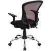 Mid-Back Burgundy Mesh Office Chair with Black Fabric Seat and Chrome Finished Base , #FF-0065-14