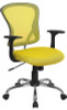 Mid-Back Yellow Mesh Office Chair with Chrome Finished Base , #FF-0073-14
