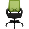Mid-Back Green Mesh Computer Chair with Black Leather Seat , #FF-0078-14