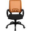 Mid-Back Orange Mesh Computer Chair with Black Leather Seat , #FF-0079-14