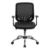 Mid-Back Black Office Chair with Mesh Back and Italian Leather Seat , #FF-0021-14