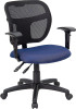 Mid-Back Mesh Task Chair with Navy Blue Fabric Seat and Arms , #FF-0083-14