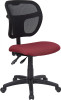 Mid-Back Mesh Task Chair with Burgundy Fabric Seat , #FF-0084-14