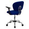 Mid-Back Blue Mesh Task Chair with Arms and Chrome Base , #FF-0108-14