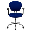 Mid-Back Blue Mesh Task Chair with Arms and Chrome Base , #FF-0108-14