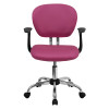 Mid-Back Pink Mesh Task Chair with Arms and Chrome Base , #FF-0120-14